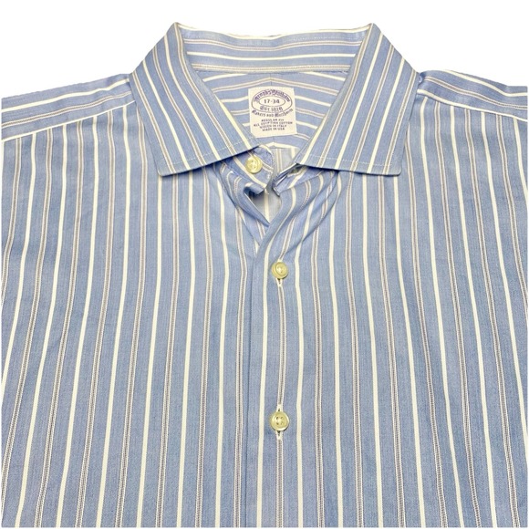 Brooks Brothers Other - Brooks Brothers Makers Merchants 17 34 Mens Blue White Stripe French Cuff USA